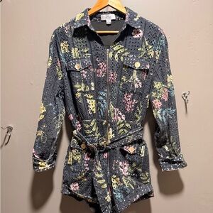 Floral Eyelet Women's Jumpsuit Romper with belt by We Are Kindred